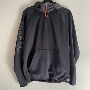 Men's Nike Dri-Fit F.C. 1/4 Zip HOODIE - Black - Lqrge